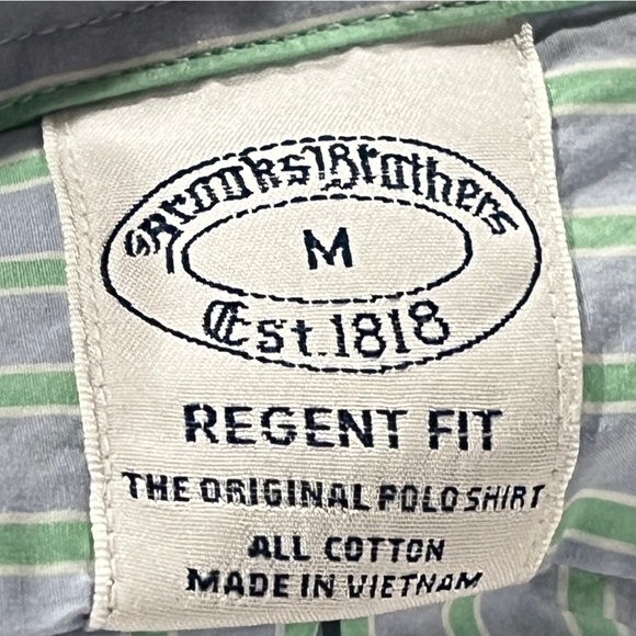 Brooks Brothers Regent Striped Green Mens Dress Button Long Sleeve Down Shirt - Picture 6 of 6